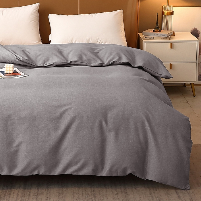 91家纺网 家纺一手货源 找家纺 晶缦家纺 2023加厚全棉纯色生态磨毛多规格单品四件套--被套 纯依-银灰