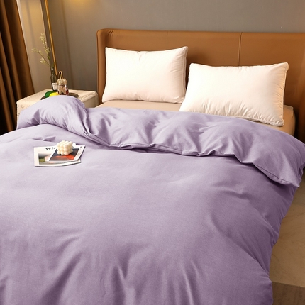 91家纺网 家纺一手货源 找家纺 晶缦家纺 2023加厚全棉纯色生态磨毛多规格单品四件套--被套 纯依-浅紫
