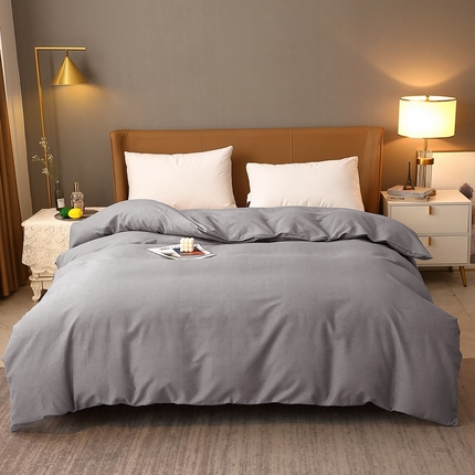 晶缦家纺 2023加厚全棉纯色生态磨毛多规格单品四件套--被套 纯依-银灰