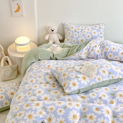 潘朵拉 2023新款秋冬ins韩系牛奶绒印花四件套 幽径