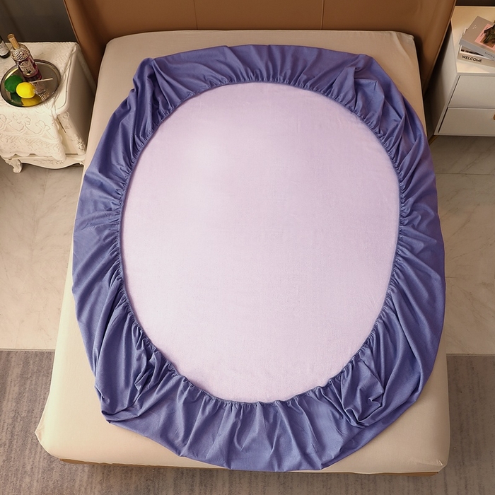 91家纺网 家纺一手货源 找家纺 晶缦家纺 2023加厚全棉纯色生态磨毛多规格单品四件套--床笠 纯依-牛仔蓝