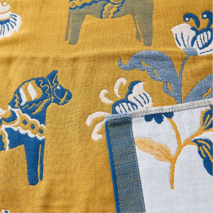 91家纺网 家纺一手货源 找家纺 朴尔家纺-毛巾被 2023年全棉多彩四层纱布枕巾 花园马-黄