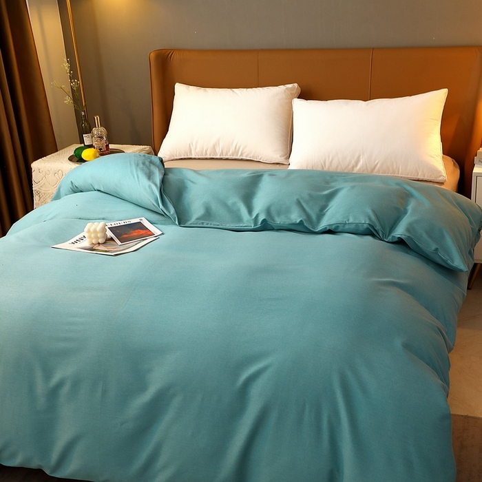 91家纺网 家纺一手货源 找家纺 晶缦家纺 2023加厚全棉纯色生态磨毛多规格单品四件套--被套 纯依-豆绿