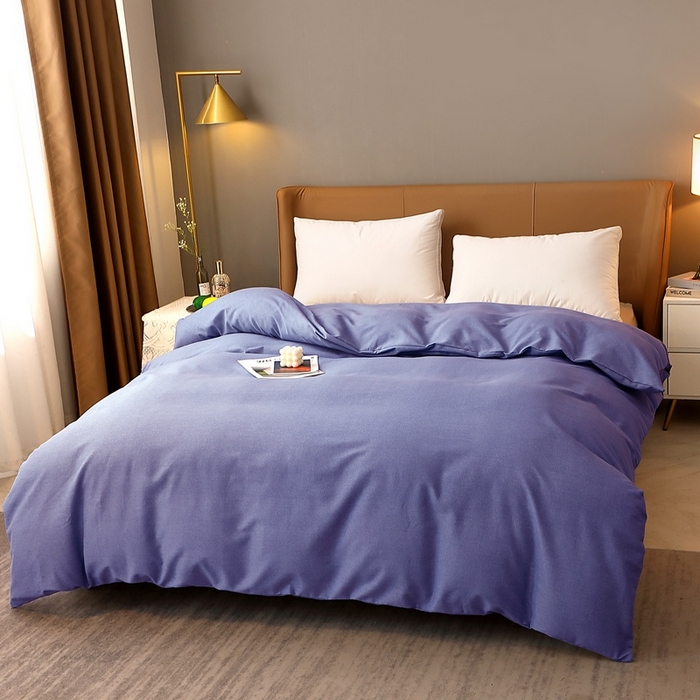 91家纺网 家纺一手货源 找家纺 晶缦家纺 2023加厚全棉纯色生态磨毛多规格单品四件套--被套 纯依-牛仔蓝