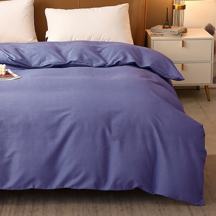 91家纺网 家纺一手货源 找家纺 晶缦家纺 2023加厚全棉纯色生态磨毛多规格单品四件套--被套 纯依-牛仔蓝