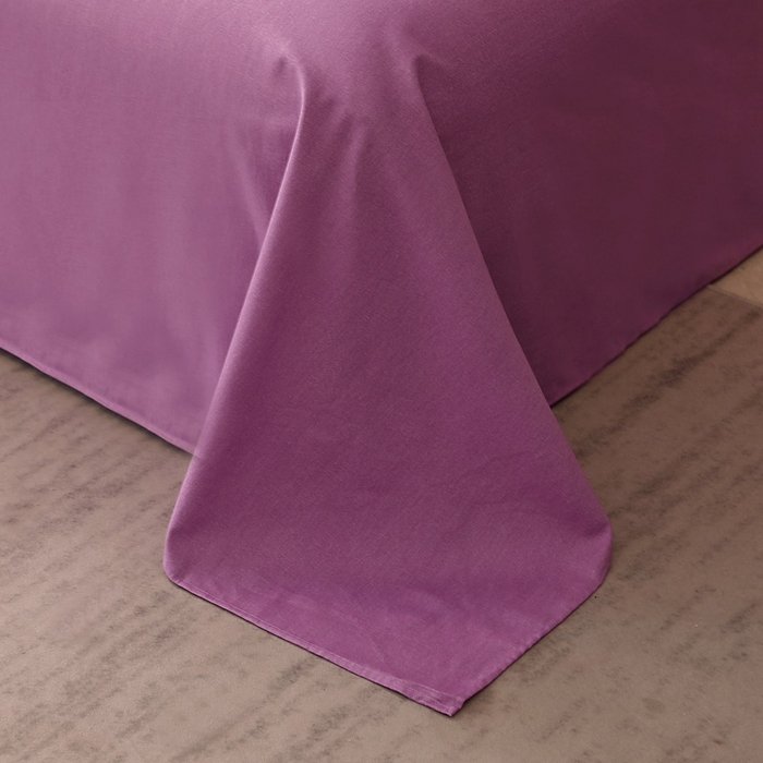 91家纺网 家纺一手货源 找家纺 晶缦家纺 2023加厚全棉纯色生态磨毛多规格单品四件套--床单 纯依-魅紫