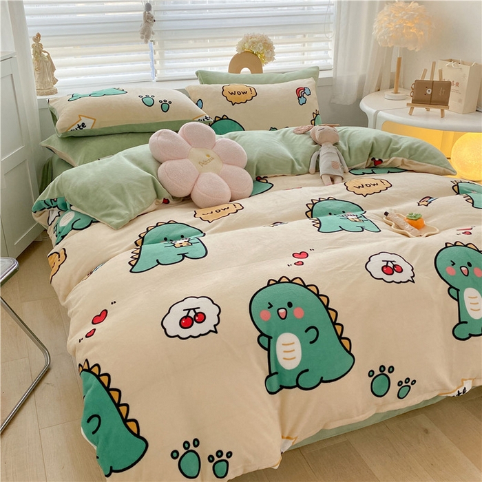 91家纺网 家纺一手货源 找家纺 古吉梦 2023新增牛奶绒印花（跑量款） 恐龙黄