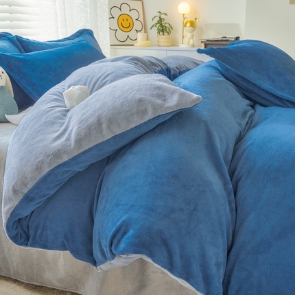 91家纺网 家纺一手货源 找家纺 （总）慕晨高克重爆款直播纯色牛奶绒法莱绒双拼素色三四件套单被套床单