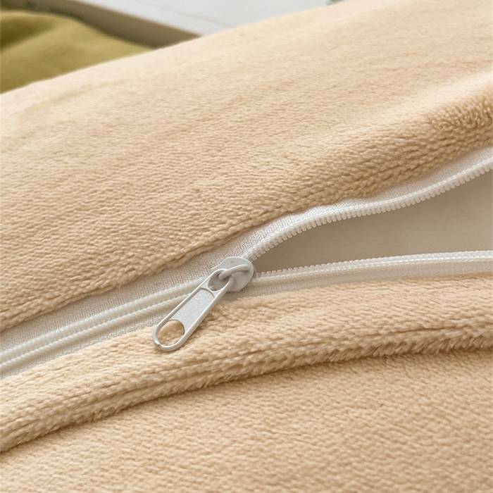 91家纺网 家纺一手货源 找家纺 古吉梦 2023新款牛奶绒纯色双拼（跑量款）四件套 苹果绿+香槟