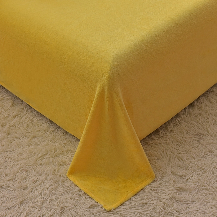 91家纺网 家纺一手货源 找家纺 简爱2025新款纯色双拼牛奶绒四件套被套（跑量款）直播 柠檬黄