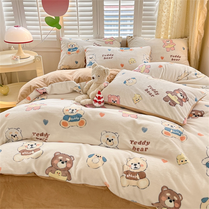 91家纺网 家纺一手货源 找家纺 古吉梦 2023新增牛奶绒印花（跑量款） 可爱熊