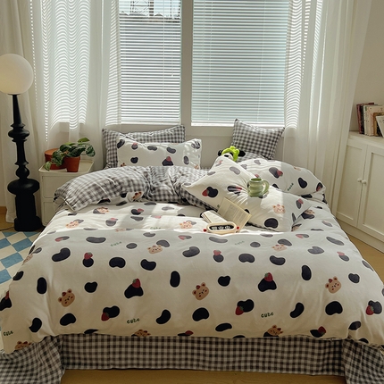 91家纺网 家纺一手货源 找家纺 （总）三朵家纺 2023年牛奶绒小清新系列四件套