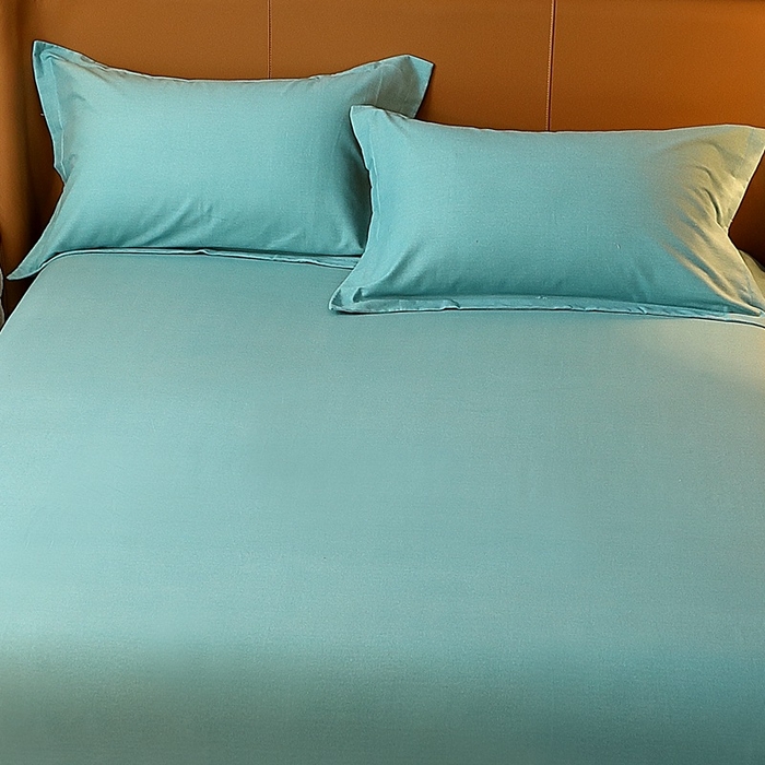 91家纺网 家纺一手货源 找家纺 晶缦家纺 2023加厚全棉纯色生态磨毛多规格单品四件套--床单 纯依-豆绿