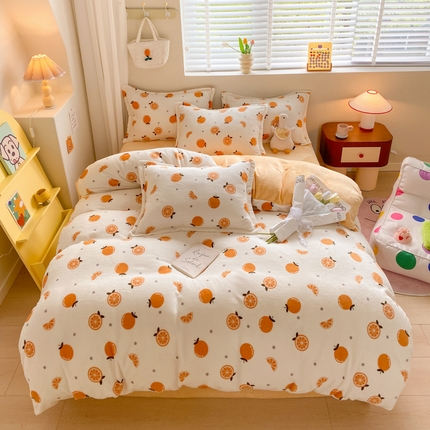 91家纺网 家纺一手货源 找家纺 （总）沐慕 2024新款牛奶绒加厚保暖卡通印花四件套