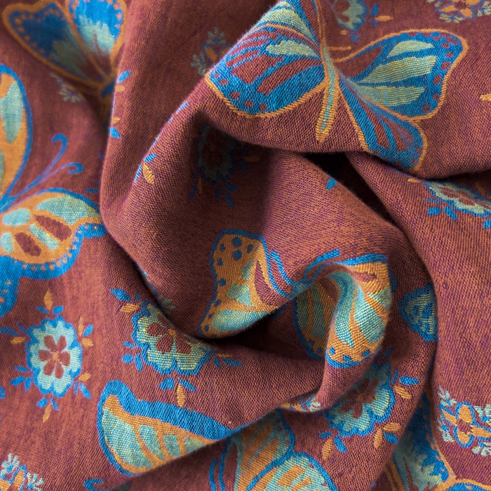 91家纺网 家纺一手货源 找家纺 小欢喜 新款色织全棉双层纱四件套直播爆款 蝶舞-红