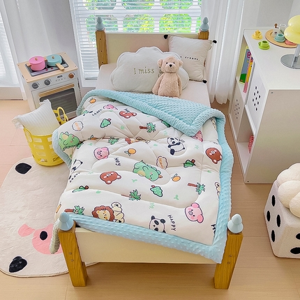 91家纺网 家纺一手货源 找家纺 嗨生活 2023年新款针织棉豆豆被儿童被单人被幼儿园被子 动物集