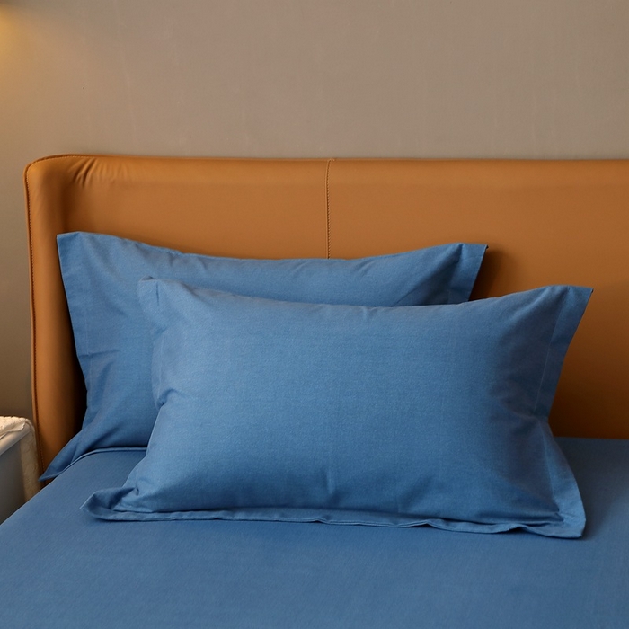 91家纺网 家纺一手货源 找家纺 晶缦家纺 2023加厚全棉纯色生态磨毛多规格单品四件套--床单 纯依-宾利蓝