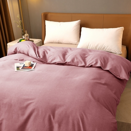 91家纺网 家纺一手货源 找家纺 晶缦家纺 2023加厚全棉纯色生态磨毛多规格单品四件套--被套 纯依-豆沙