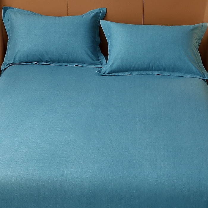 91家纺网 家纺一手货源 找家纺 晶缦家纺 2023加厚全棉纯色生态磨毛多规格单品四件套--床单 纯依-湖蓝