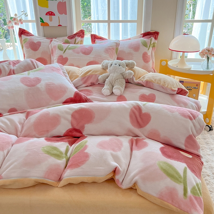 91家纺网 家纺一手货源 找家纺 妖妖家纺 2023新款牛奶绒四件套 花漫