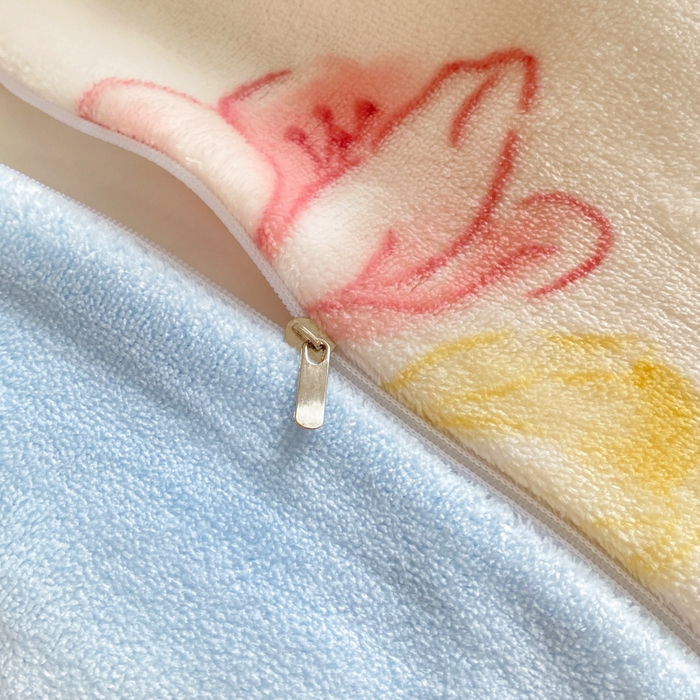 91家纺网 家纺一手货源 找家纺 沐慕 2024新款牛奶绒加厚保暖卡通印花四件套 蓝色花海