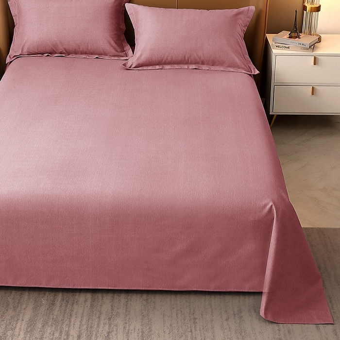 91家纺网 家纺一手货源 找家纺 晶缦家纺 2023加厚全棉纯色生态磨毛多规格单品四件套--床单 纯依-豆沙