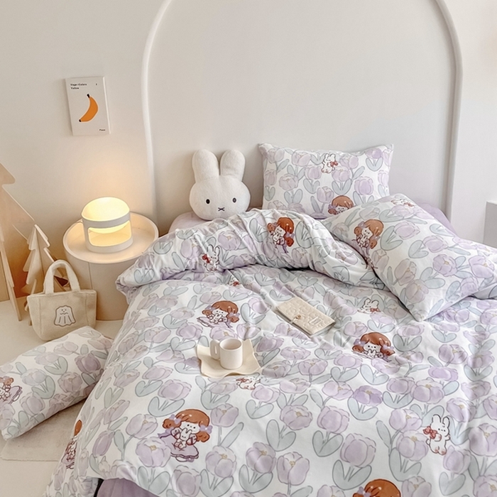 91家纺网 家纺一手货源 找家纺 潘朵拉 2023新款秋冬ins韩系牛奶绒印花四件套 花里