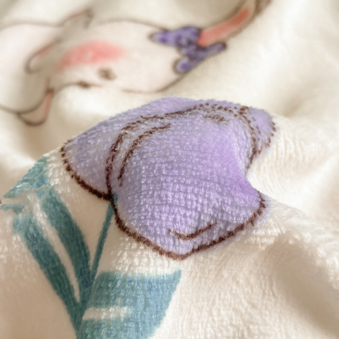 91家纺网 家纺一手货源 找家纺 沐慕 2024新款牛奶绒加厚保暖卡通印花四件套 紫系小兔