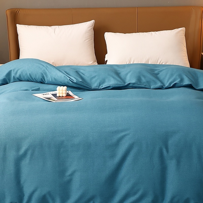 91家纺网 家纺一手货源 找家纺 晶缦家纺 2023加厚全棉纯色生态磨毛多规格单品四件套--被套 纯依-湖蓝