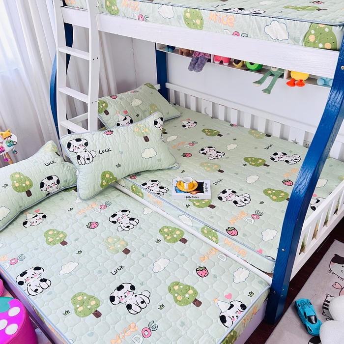 91家纺网 家纺一手货源 找家纺 小虾米 2023新款全棉卡通上下床夹棉系列床笠 幸运宝贝