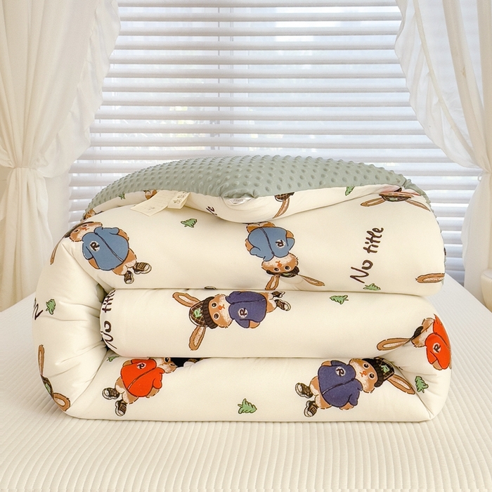 91家纺网 家纺一手货源 找家纺 米菲2023新款A类针织棉豆豆被冬被春秋被被芯被子 0兔博士