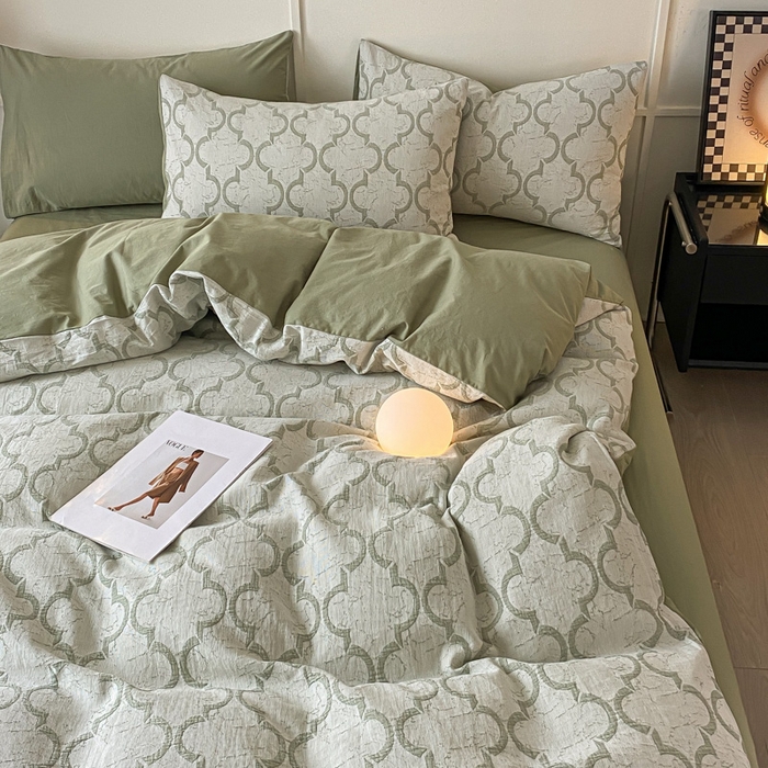 91家纺网 家纺一手货源 找家纺 ab家纺 2023新款沐云提花套件 沐云绿