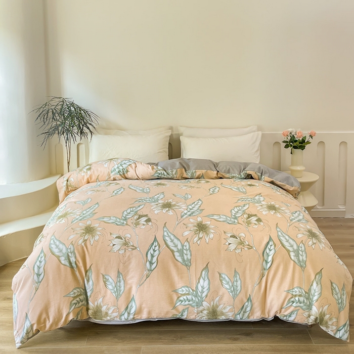 91家纺网 家纺一手货源 找家纺 棉乐町家居 2025新款全棉长绒棉磨毛四件套 花香溢梦-玉