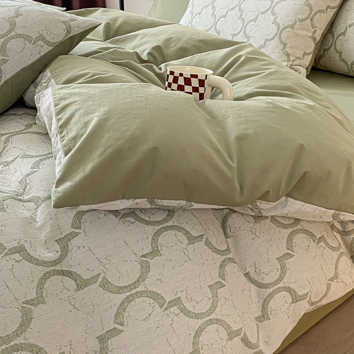 91家纺网 家纺一手货源 找家纺 ab家纺 2023新款沐云提花套件 沐云绿