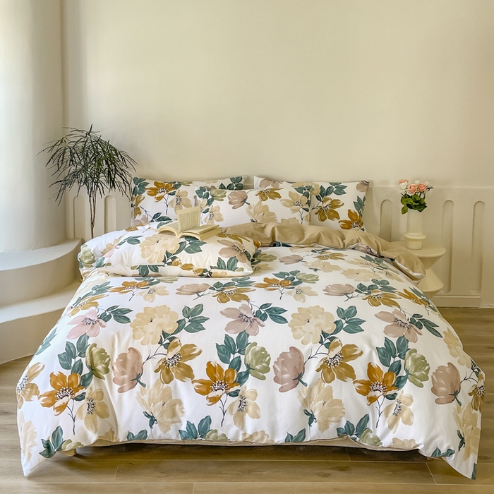 91家纺网 家纺一手货源 找家纺 首爱家纺 2025新款全棉长绒棉磨毛四件套 花尤墨