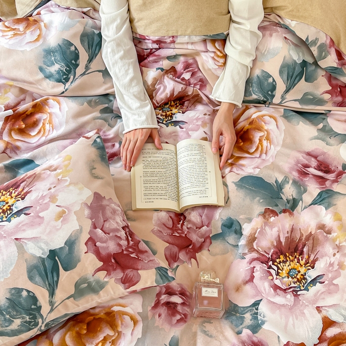 91家纺网 家纺一手货源 找家纺 棉乐町家居 2025新款全棉长绒棉磨毛四件套 花香浓情