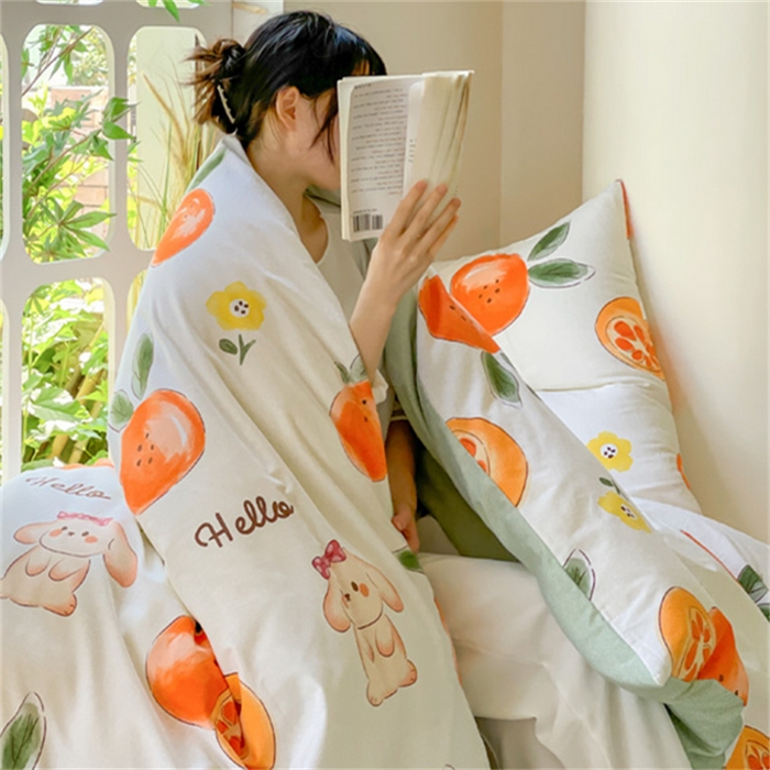 91家纺网 家纺一手货源 找家纺 棉乐町家居 2025新款全棉长绒棉磨毛四件套 柿柿如意