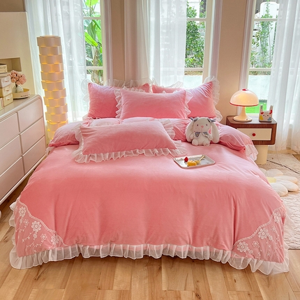 唐人居 2025新款宝宝绒米朵系列-床裙 米朵-樱桃粉