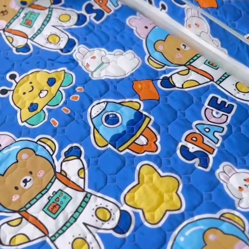 91家纺网 家纺一手货源 找家纺 小虾米 2023新款全棉卡通上下床夹棉系列被套 宇宙空间站