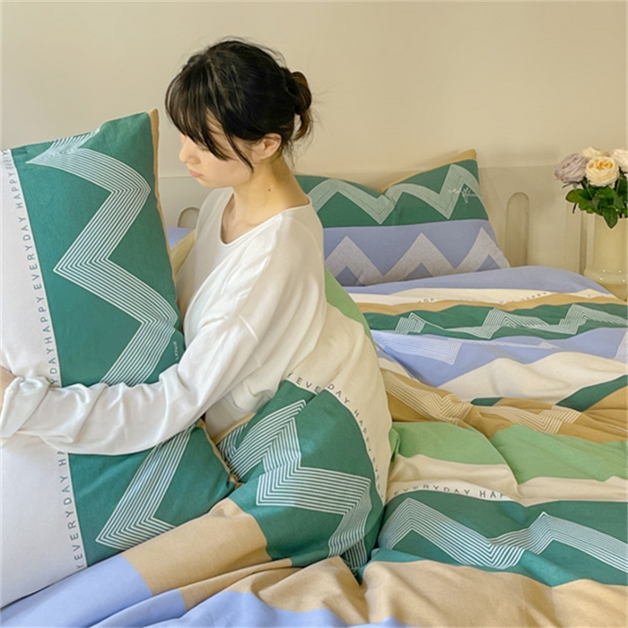 91家纺网 家纺一手货源 找家纺 棉乐町家居 2025新款全棉长绒棉磨毛四件套 晴朗