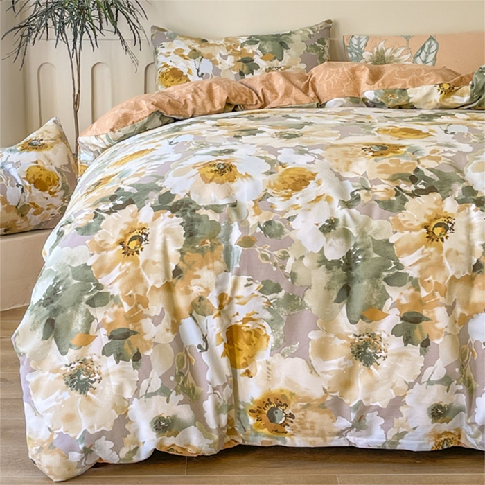 91家纺网 家纺一手货源 找家纺 棉乐町家居 2025新款全棉长绒棉磨毛四件套 花屿岛