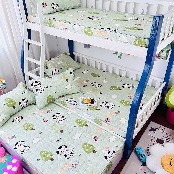 91家纺网 家纺一手货源 找家纺 小虾米 2023新款全棉卡通上下床夹棉系列床笠 幸运宝贝