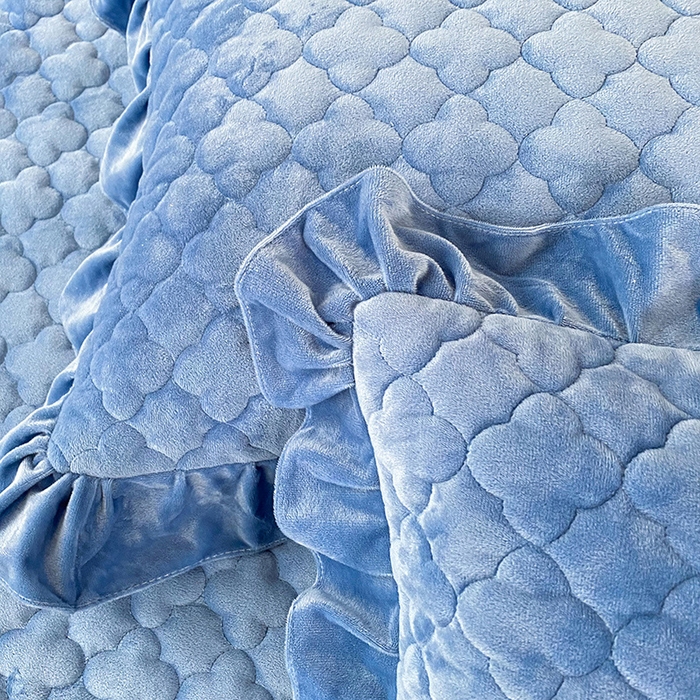 91家纺网 家纺一手货源 找家纺 7V 2023新款宝宝绒床笠牛奶绒360度全包围床笠 深海蓝