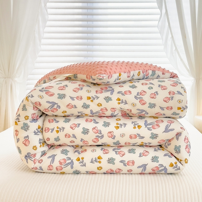 91家纺网 家纺一手货源 找家纺 米菲2023新款A类针织棉豆豆被冬被春秋被被芯被子 百花香