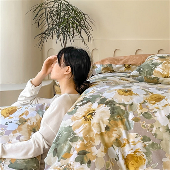 91家纺网 家纺一手货源 找家纺 棉乐町家居 2025新款全棉长绒棉磨毛四件套 花屿岛