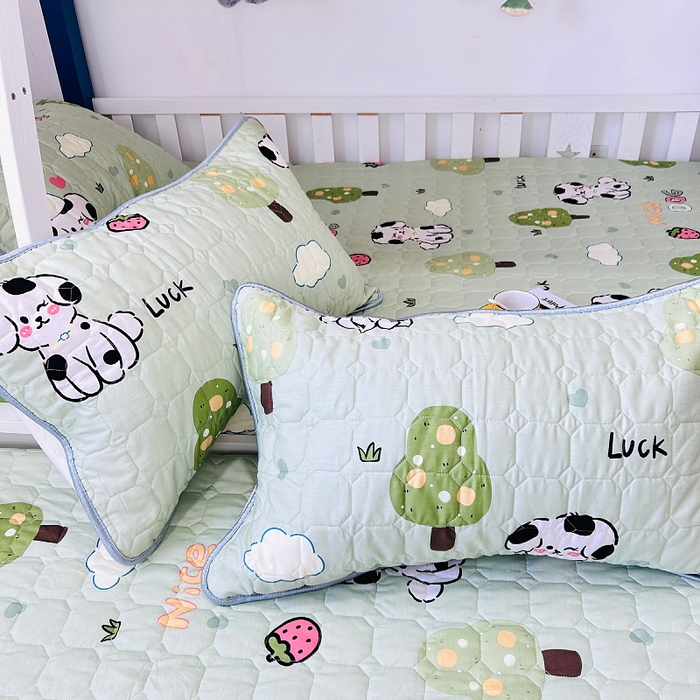 91家纺网 家纺一手货源 找家纺 小虾米 2023新款全棉卡通上下床夹棉系列床笠 幸运宝贝
