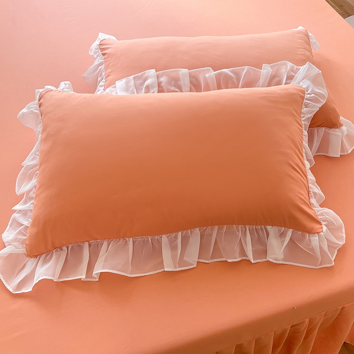 91家纺网 家纺一手货源 找家纺 唐人居 2025新款亲肤磨毛花边款床裙系列--秘密花园 秘密花园-橙