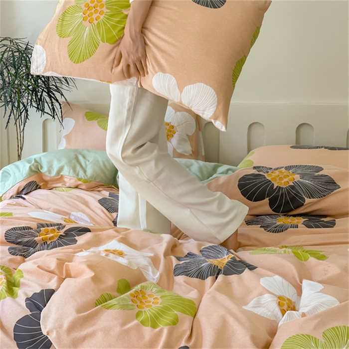 91家纺网 家纺一手货源 找家纺 棉乐町家居 2025新款全棉长绒棉磨毛四件套 朵娜