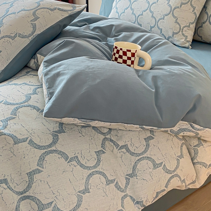 91家纺网 家纺一手货源 找家纺 ab家纺 2023新款沐云提花套件 沐云蓝