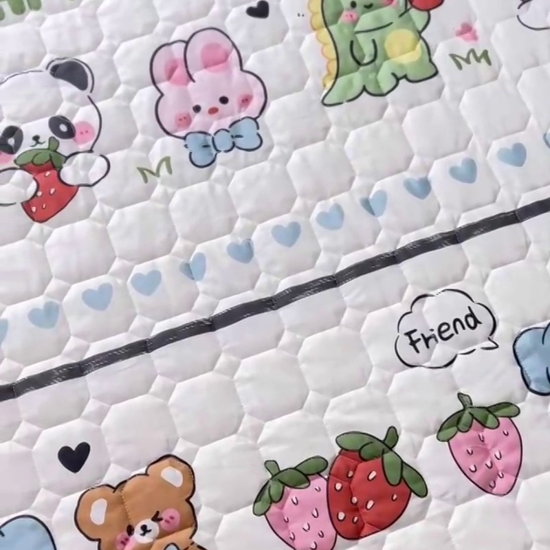 91家纺网 家纺一手货源 找家纺 小虾米 2023新款全棉卡通上下床夹棉系列床笠 呆小萌